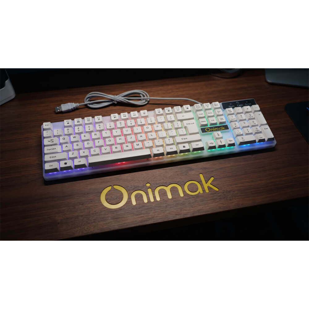Bàn Phím Gaming Có Dây ONIMAK K200L USB LED RGB (White)