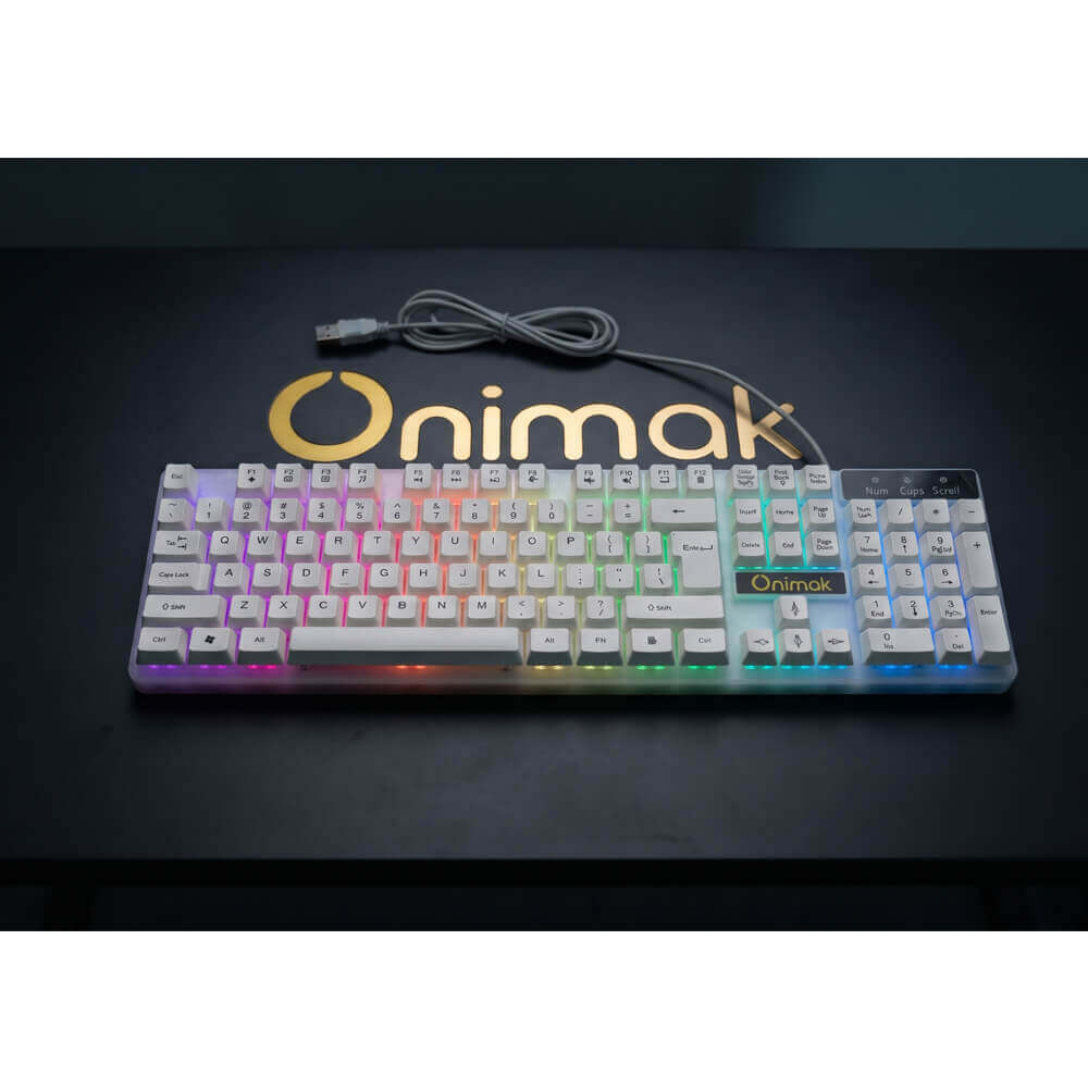 Bàn Phím Gaming Có Dây ONIMAK K200L USB LED RGB (White) - Ảnh 2