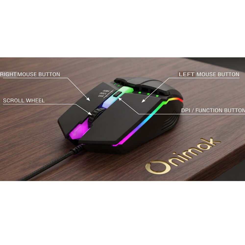 Chuột Gaming Có Dây ONIMAK M200L USB 1600 DPI LED - Ảnh 2