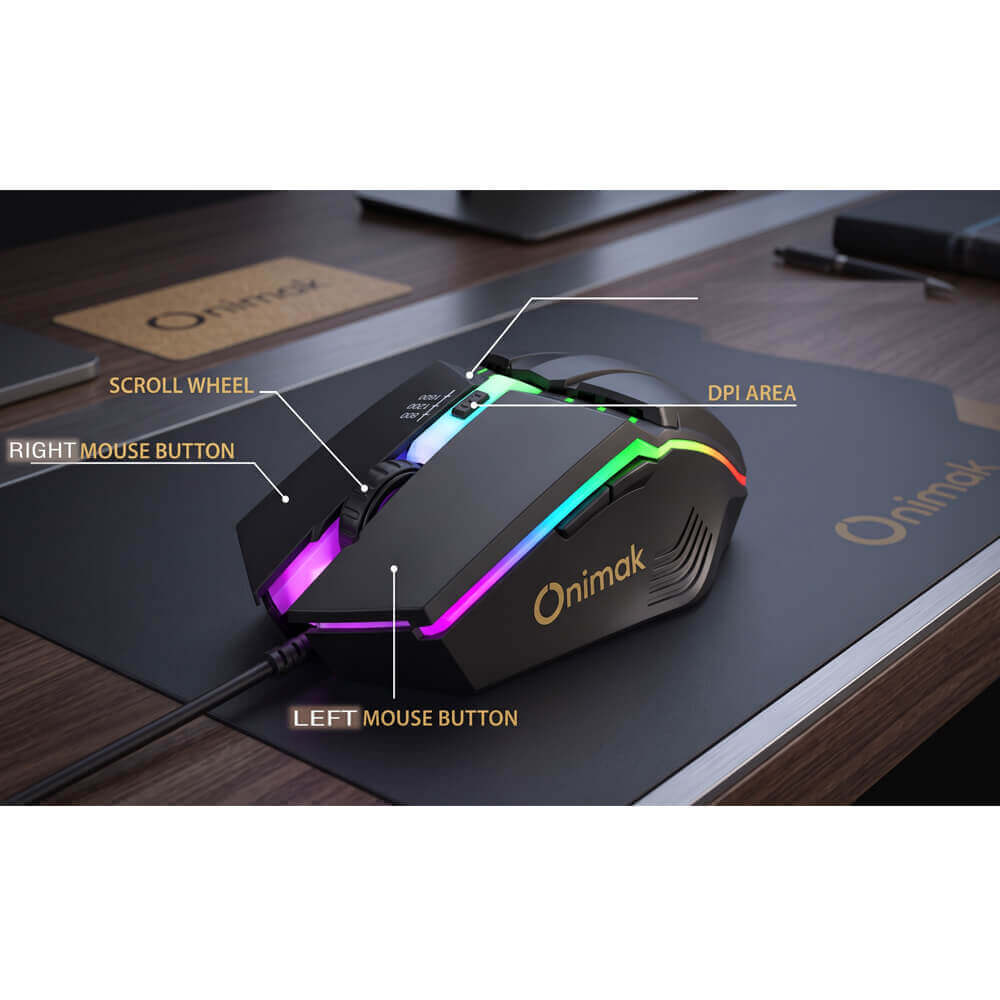 Chuột Gaming Có Dây ONIMAK M200L USB 1600 DPI LED